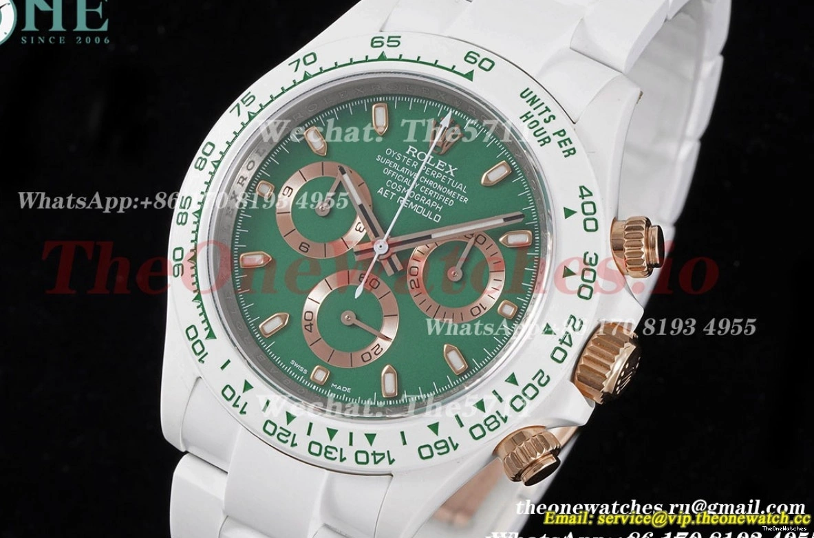 Daytona 40mm Rolex Green Dial SA4130 Cer Cer - AET AETF 0511